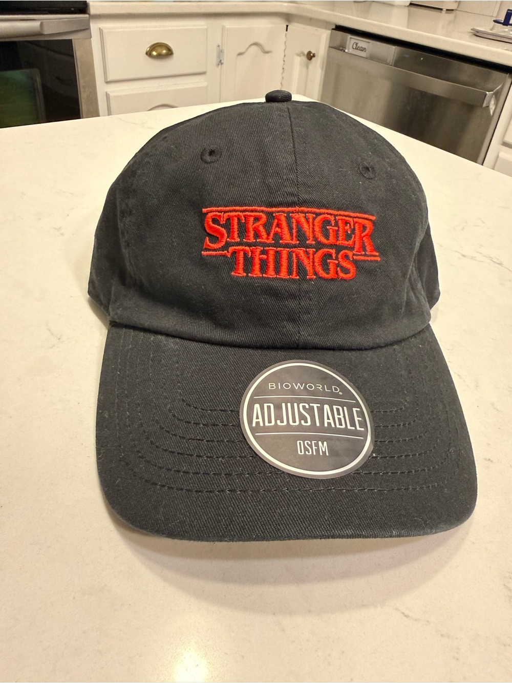 Stranger Things Netflix Black Hat with Red Logo - Adjustable